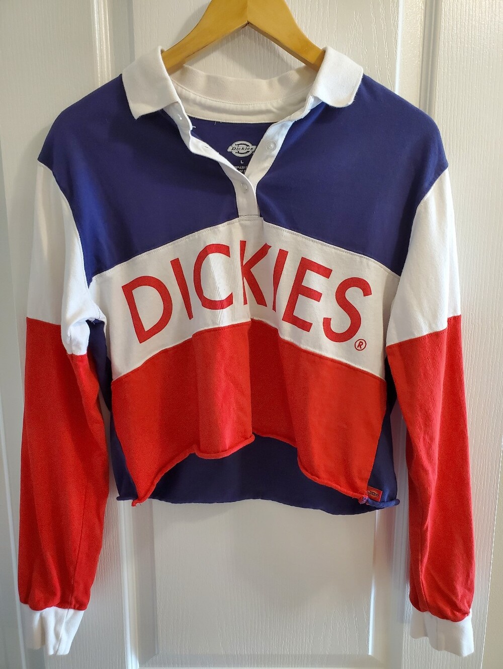Dickies Cropped Long Sleeve - Red, White & Blue